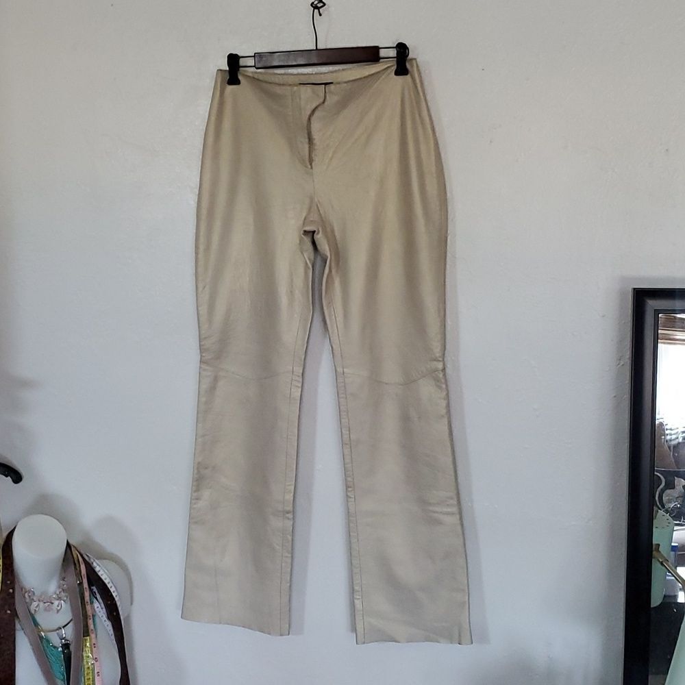 Vintage Express Gold Leather Boot Cut or Straight Leg Pants Size 6